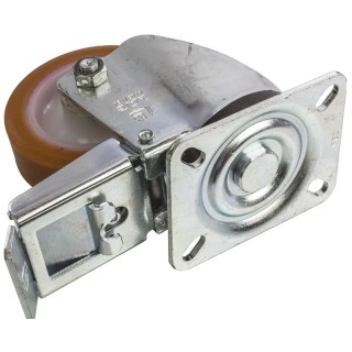 LAG Braked Swivel Castor, 200 kg Load Capacity, 100 mm Polyurethane Wheel, Galvanised Steel Frame, Nylon Hub 19878 FR