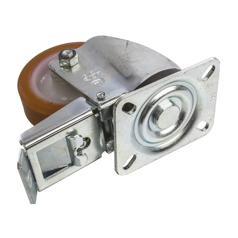 LAG Braked Swivel Castor, 200 kg Load Capacity, 100 mm Polyurethane Wheel, Galvanised Steel Frame, Nylon Hub 19878 FR