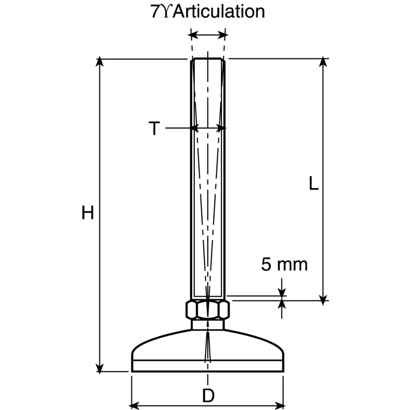 Nu-Tech Engineering M20 100 mm Diameter Stainless Steel Adjustable Foot 1000 kg Static Load Capacity 3.5 ° Tilt A105/034