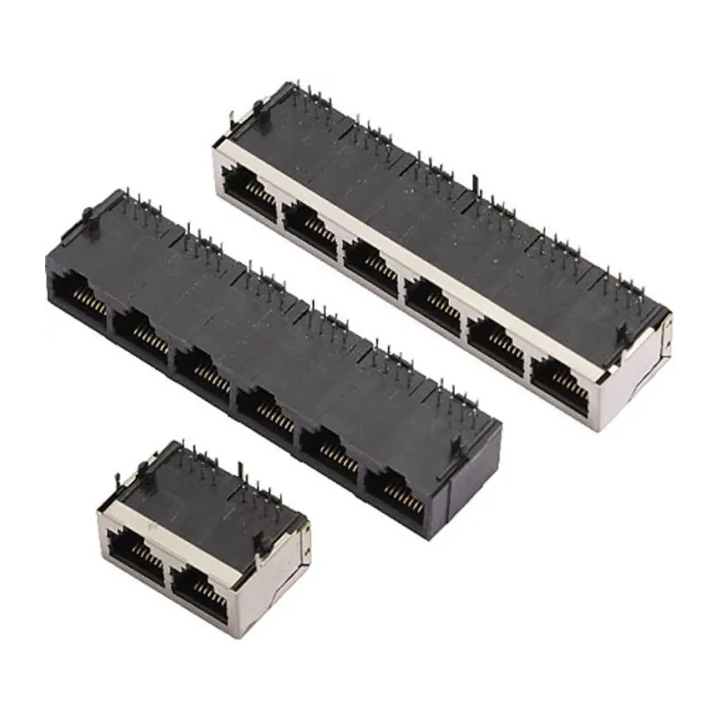 MH Connectors MH3012 Series RJ45 Connector Female PCB Cat5e Shielded Right Angle 8 Port 8 Way 3012S-08(4.57)
