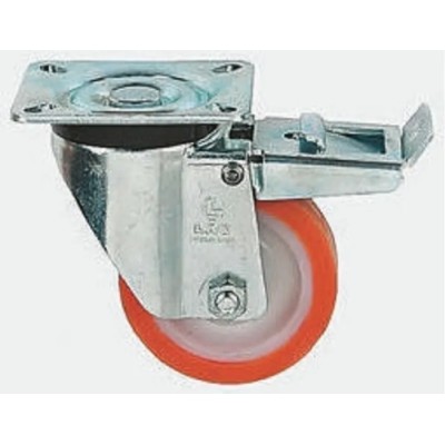 LAG Braked Swivel Castor 400 kg Capacity 150 mm Polyurethane Wheel Galvanised Steel Frame 19891 FR