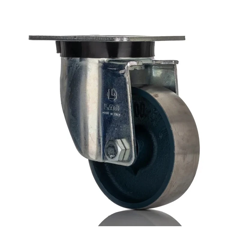 LAG Heavy Duty Swivel Castor with 450 kg Load Capacity, 100 mm Cast Iron Wheel, Galvanised Steel Frame 1070