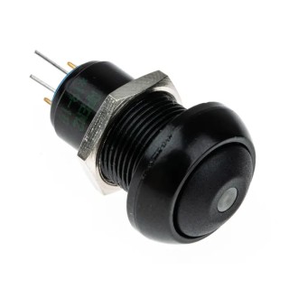 APEM IP Series Illuminated Miniature Push Button Switch, Latching, Panel Mount, 13.6 mm Cutout, SPST, Green LED IPR1SAD2LOG