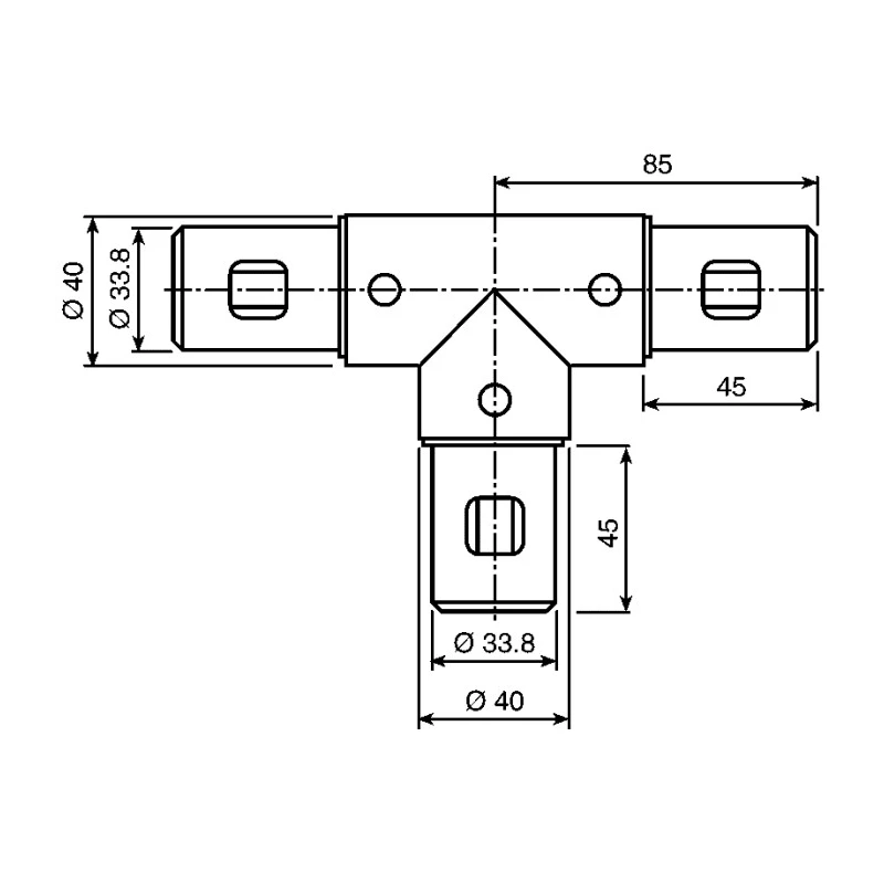 Rose+Krieger Aluminium 90° Connector for Strut Profile 40 mm, Compatible with Round Tube Size 40 mm 11403423025