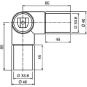 Rose+Krieger Die Cast Aluminium 90° Connector for 40 mm Strut Profile & 40 mm Round Tube 6m Length 11403422025