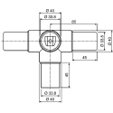 Rose+Krieger M8 90° Connector Connecting Component for Strut Profile 40 mm, Round Tube Size 40 mm 11403424025