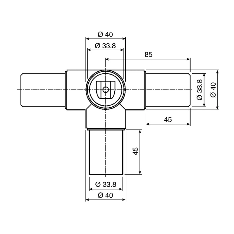 Rose+Krieger M8 90° Connector Connecting Component for Strut Profile 40 mm, Round Tube Size 40 mm 11403424025