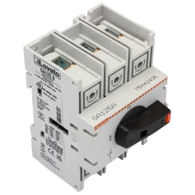 Lovato Electric 3-Pole DIN Rail Screw Switch Disconnector IP65 125A 55 kW GA125A