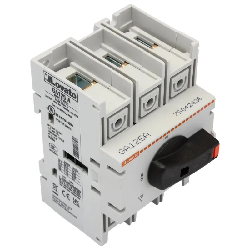 Lovato Electric 3-Pole DIN Rail Screw Switch Disconnector IP65 125A 55 kW GA125A