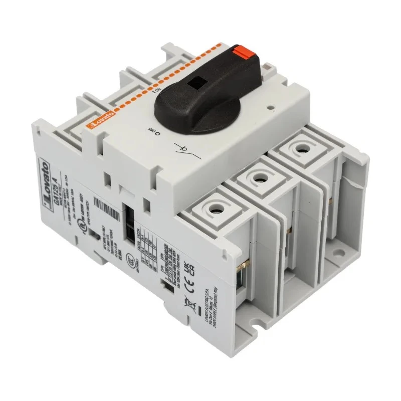 Lovato Electric 3-Pole DIN Rail Screw Switch Disconnector IP65 125A 55 kW GA125A