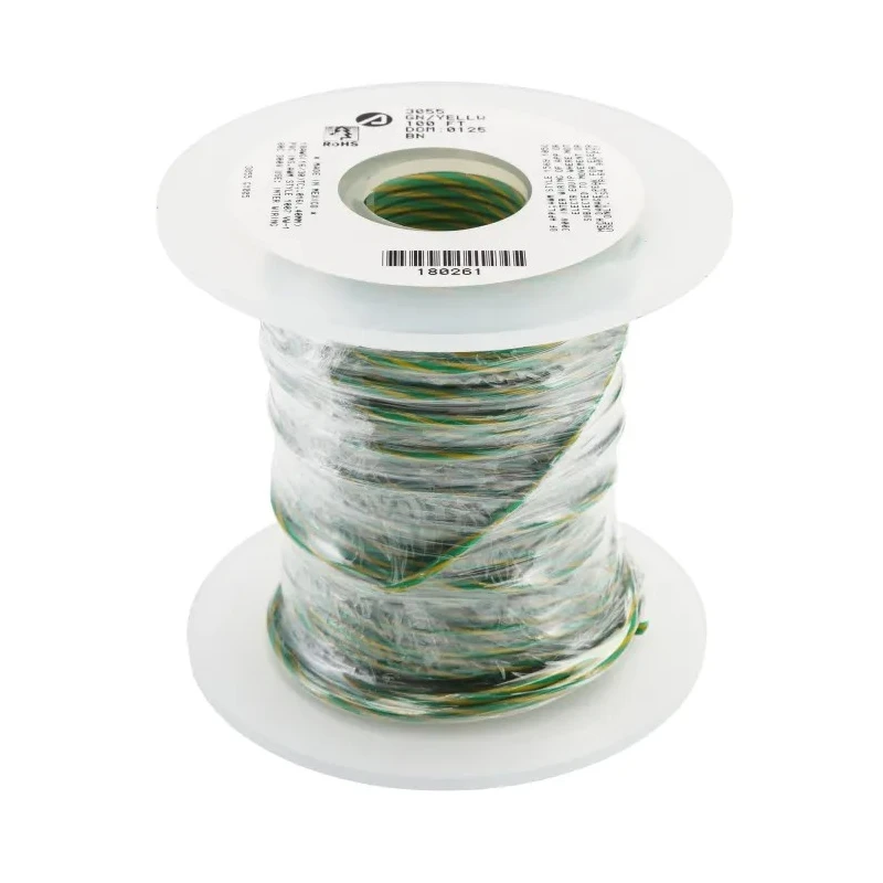 Alpha Wire Hookup Wire PVC Series Green Yellow, 18 AWG, 16/0.25 mm Core Strands, 30 m, Tinned Copper Conductor 3055 GY005