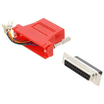 MH Connectors D-Sub Adapter 25-Way D-Sub Female to Female RJ45 Connector, Straight, Nickel Plated DA25-SMJ8-R-K