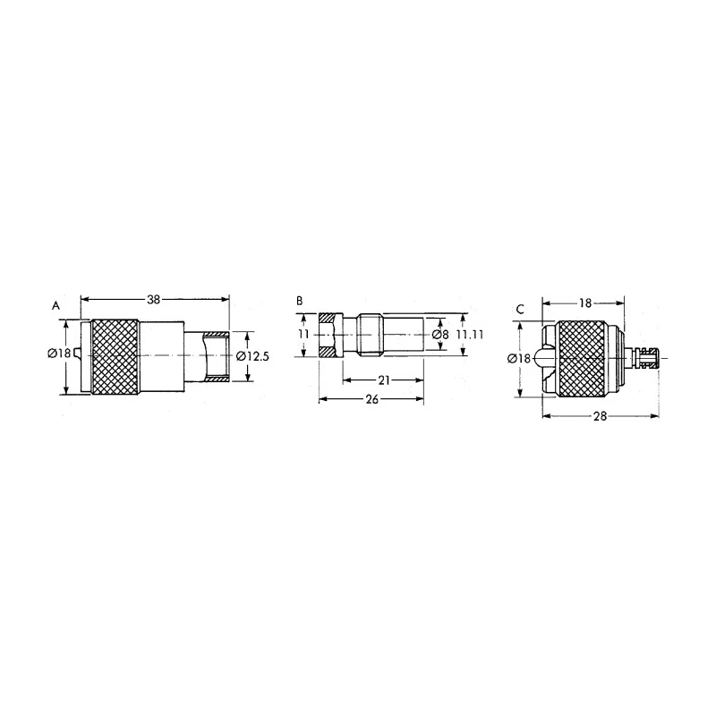 Telegartner UHF Series Coaxial Connector Cable Male UHF, 50Ω, Straight Body Crimp J01040A0658