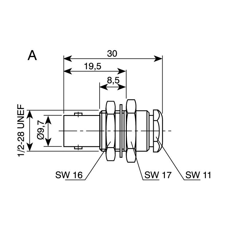 Telegartner BNC Series Coaxial Connector Panel Mount Female BNC, 50 Ω, Straight Body Clamp J01001A1319