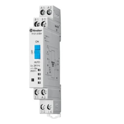 Finder 19 Series Electromechanical Interface Relay, DIN Rail Mount, 24V DC Coil, SPDT, 10A Switching Current 19.21.0.024.0000
