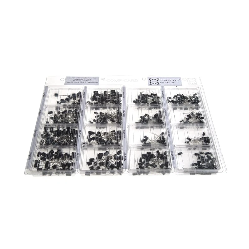 Nova Through Hole Aluminium Electrolytic Capacitor Kit, 0.1μF to 100μF, 6.3V to 63V, 655 Pieces CCC-16