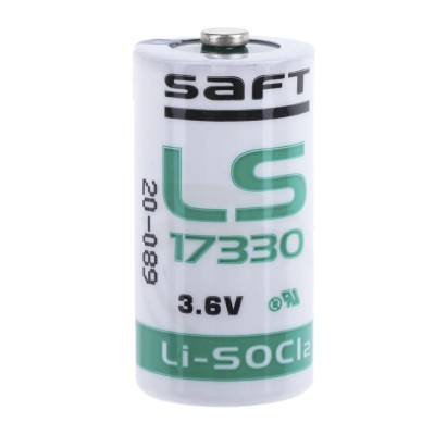 Saft Lithium Thionyl Chloride Battery 3.6 V, 2.1 Ah, 16.5 mm Diameter x 33.4 mm Height LS 17330
