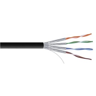 RS PRO Cat7a Ethernet Cable Solid Solid 100 m Black Shielded PVC Cat7a