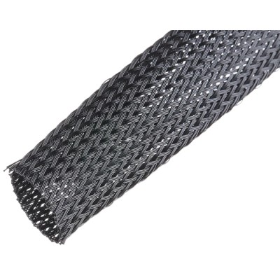 SES Sterling Expandable Braided Polyethylene Terephthalate Black Cable Sleeve 25m Length 19-32 mm Diameter 06240009010