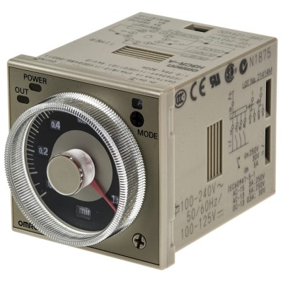 Omron Multifunction DIN Rail, Panel Mount Timer Relay, 2-Contact, 125 V dc, 100-240 V ac, Time Range 0.05 s to 300 h H3CR