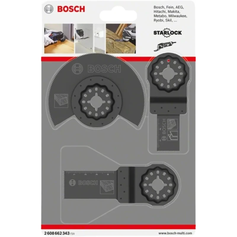 Bosch 3-Piece Oscillating Blade Set Multitool Accessory for Multi-Cutter 2608669333