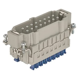 HARTING Heavy Duty Power Connector Insert 16A 500V Han ES Press Series Male Panel Mount with 16 Contacts 09330162648
