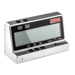 RS PRO Silver Digital Timer, 24 h, Digital Stopwatch with 25mm LCD Display 440-9805