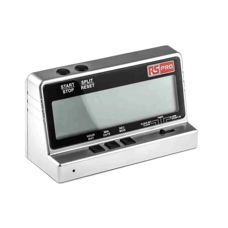 RS PRO Silver Digital Timer, 24 h, Digital Stopwatch with 25mm LCD Display 440-9805