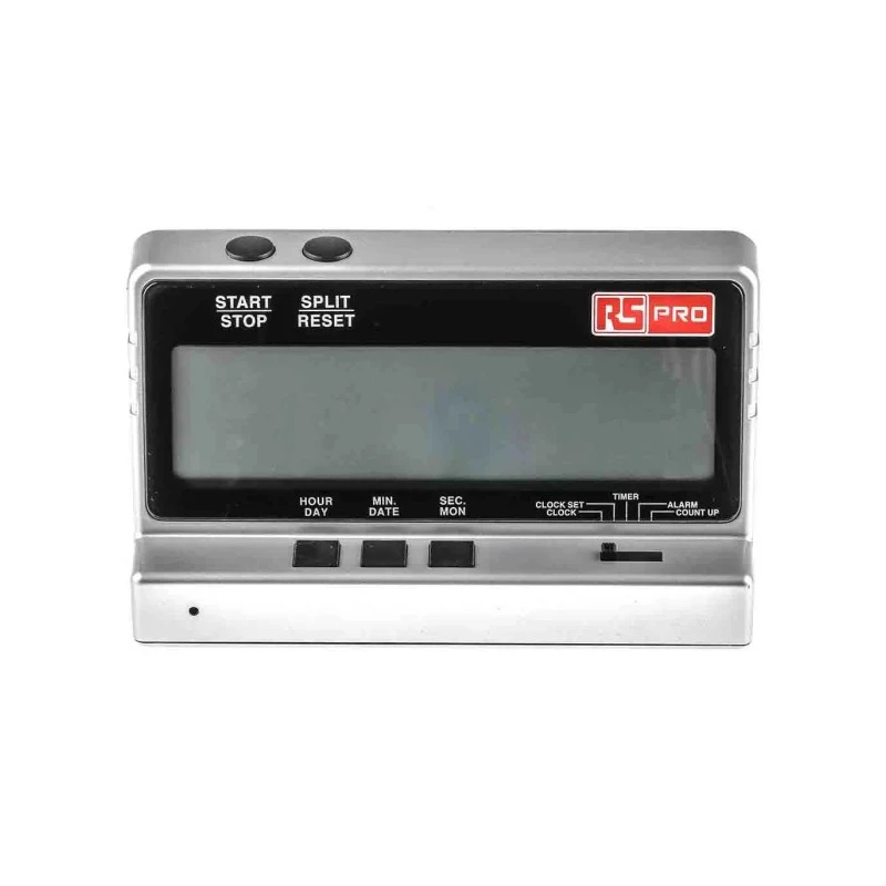 RS PRO Silver Digital Timer, 24 h, Digital Stopwatch with 25mm LCD Display 440-9805