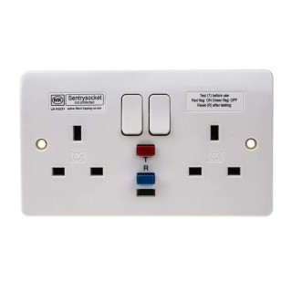 MK Electric Logic Plus 13A Active 2 Gang RCD Socket Flush Switched BS 1363 IP2XD IP41 IP4X 240V AC White 8mm K6231 WHI