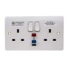 MK Electric Logic Plus 13A Active 2 Gang RCD Socket Flush Switched BS 1363 IP2XD IP41 IP4X 240V AC White 8mm K6231 WHI