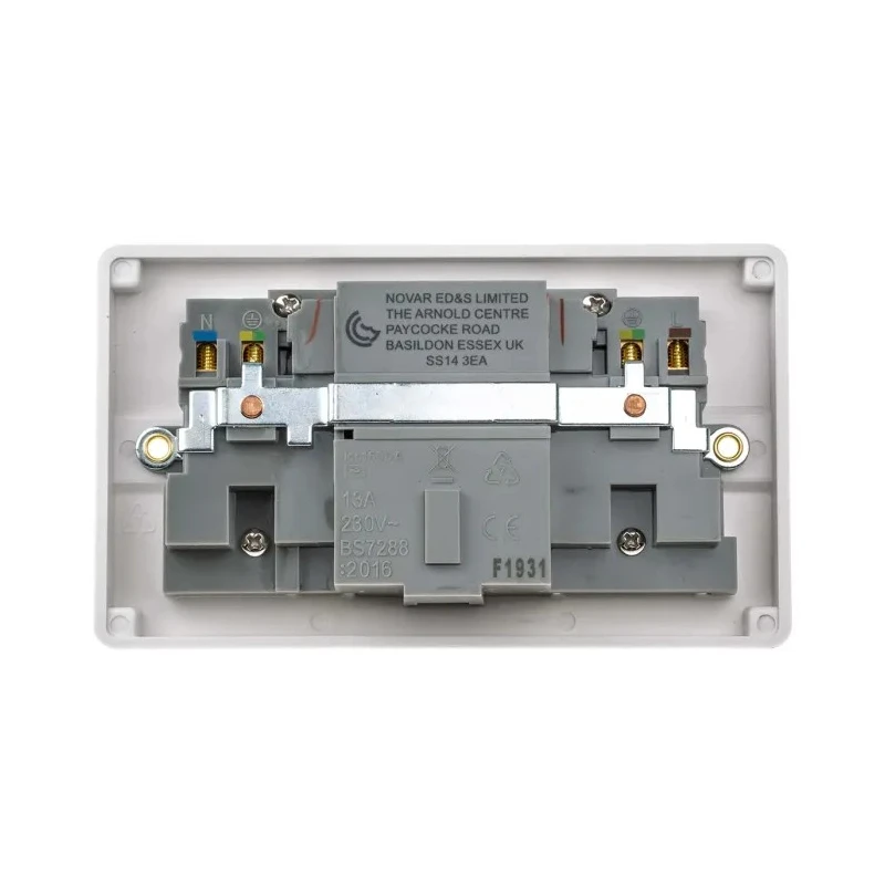 MK Electric Logic Plus 13A Active 2 Gang RCD Socket Flush Switched BS 1363 IP2XD IP41 IP4X 240V AC White 8mm K6231 WHI