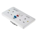 MK Electric Logic Plus 13A Active 2 Gang RCD Socket Flush Switched BS 1363 IP2XD IP41 IP4X 240V AC White 8mm K6231 WHI