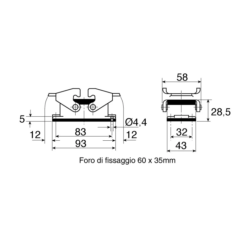 HARTING Han B Range Heavy Duty Power Connector Housing Bulkhead Mount Die Cast Aluminium IP65 09300100301
