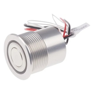 Schurter MCS 30 Series Illuminated Push Button Switch Latching Panel Mount 22.2 mm Cutout SPST Red LED IP40 IP65 1241.6400