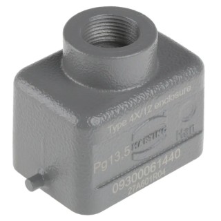 HARTING Han B Range Heavy Duty Power Connector Hood, Die Cast Aluminium, IP65, PG13.5 Thread 09300061440