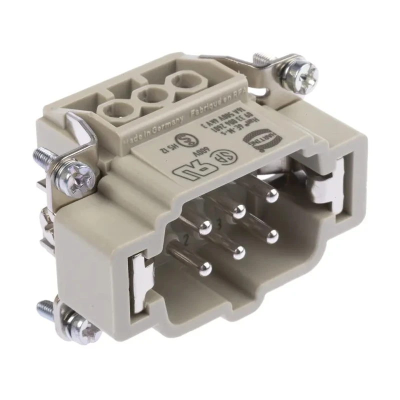 HARTING Heavy Duty Power Connector Insert 16A 500V Han E Series Male 6 Contacts 09330062601
