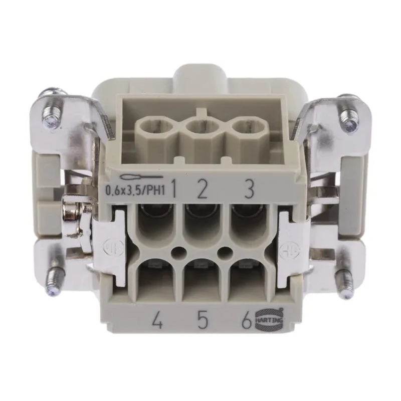HARTING Heavy Duty Power Connector Insert 16A 500V Han E Series Male 6 Contacts 09330062601