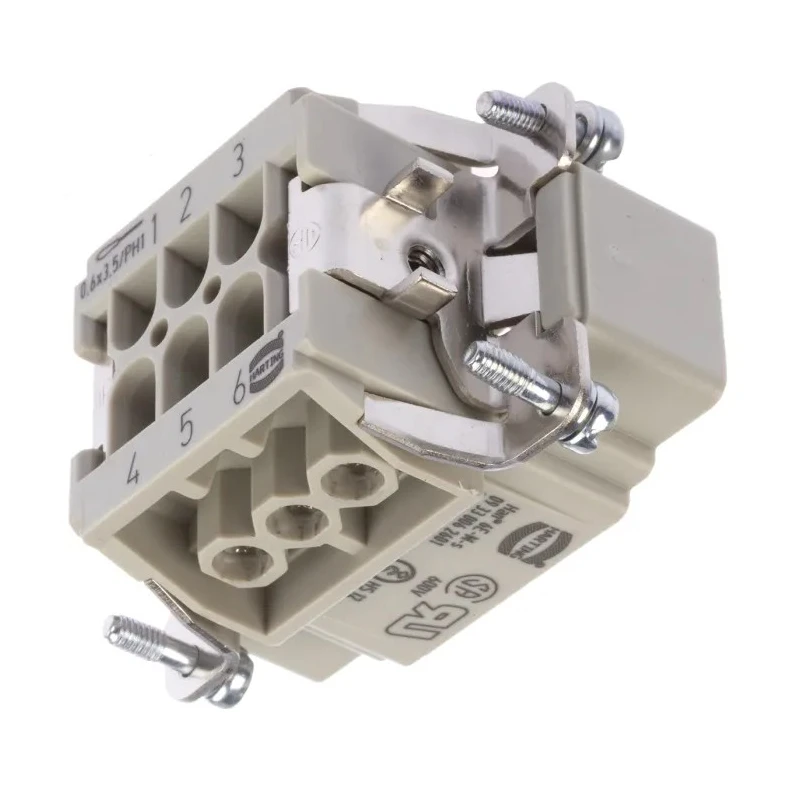 HARTING Heavy Duty Power Connector Insert 16A 500V Han E Series Male 6 Contacts 09330062601