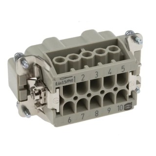 HARTING Heavy Duty Power Connector Insert 16A 500V Han E Series Male 10 Contacts 09330102601