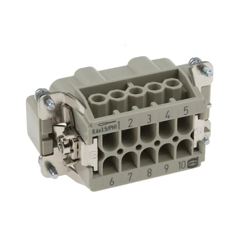 HARTING Heavy Duty Power Connector Insert 16A 500V Han E Series Male 10 Contacts 09330102601