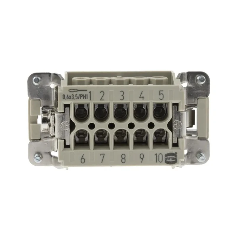 HARTING Heavy Duty Power Connector Insert 16A 500V Han E Series Male 10 Contacts 09330102601