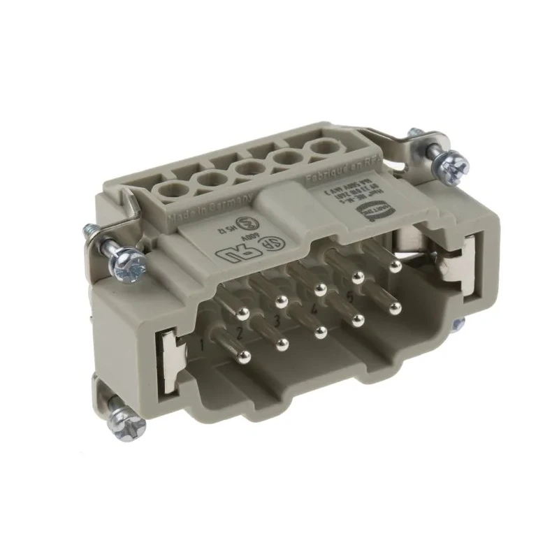 HARTING Heavy Duty Power Connector Insert 16A 500V Han E Series Male 10 Contacts 09330102601