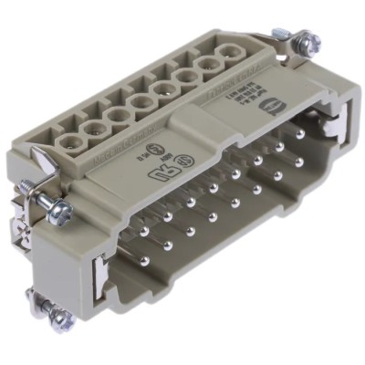 HARTING Heavy Duty Power Connector Insert 16A 500V Han E Series Male 16 Contacts 09330162601