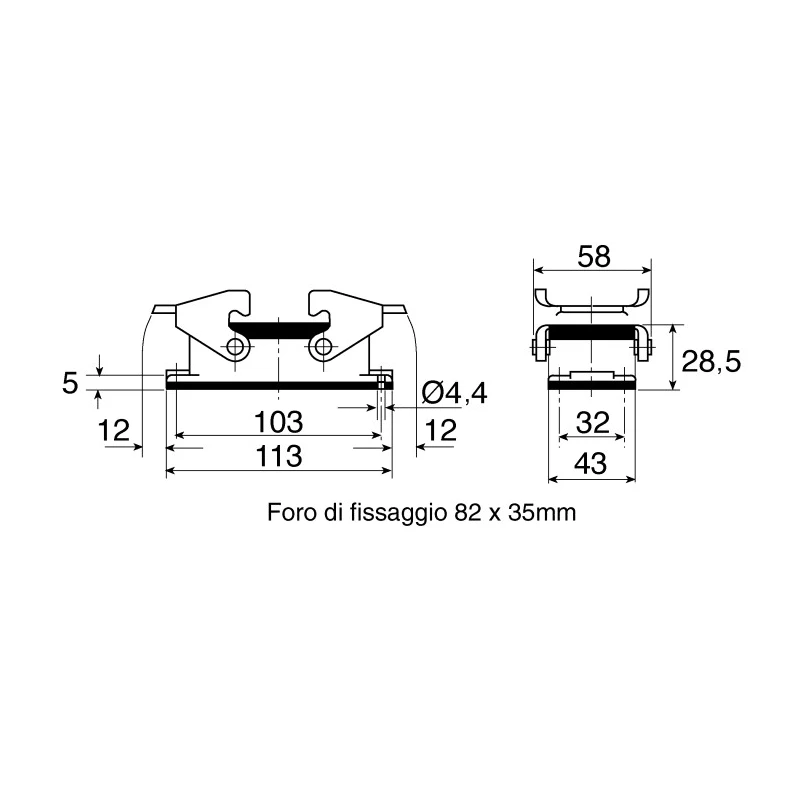 HARTING Han B Range Heavy Duty Power Connector Hood 2 Lever, Die Cast Aluminium, IP65, Size 16B 09300161420