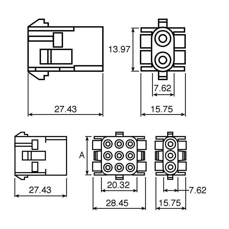 TE Connectivity Universal MATE-N-LOK Female Connector Housing 6.35 mm Pitch 3 Way 1 Row Straight 350767-1
