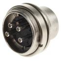 binder 4 Pole Straight Miniature DIN Plug, 6A Current, 250V Voltage, Screw Mount Panel Male Connector 09.0311.00.04