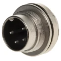 binder 4 Pole Straight Miniature DIN Plug, 6A Current, 250V Voltage, Screw Mount Panel Male Connector 09.0311.00.04