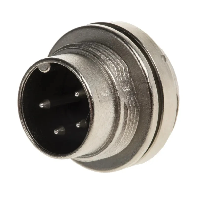 binder 4 Pole Straight Miniature DIN Plug, 6A Current, 250V Voltage, Screw Mount Panel Male Connector 09.0311.00.04