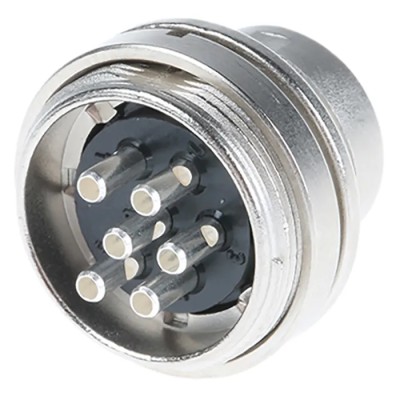 binder 6 Pole Straight Miniature DIN Plug, 5A, 250V, Screw, Panel Mount Male 09.0323.00.06
